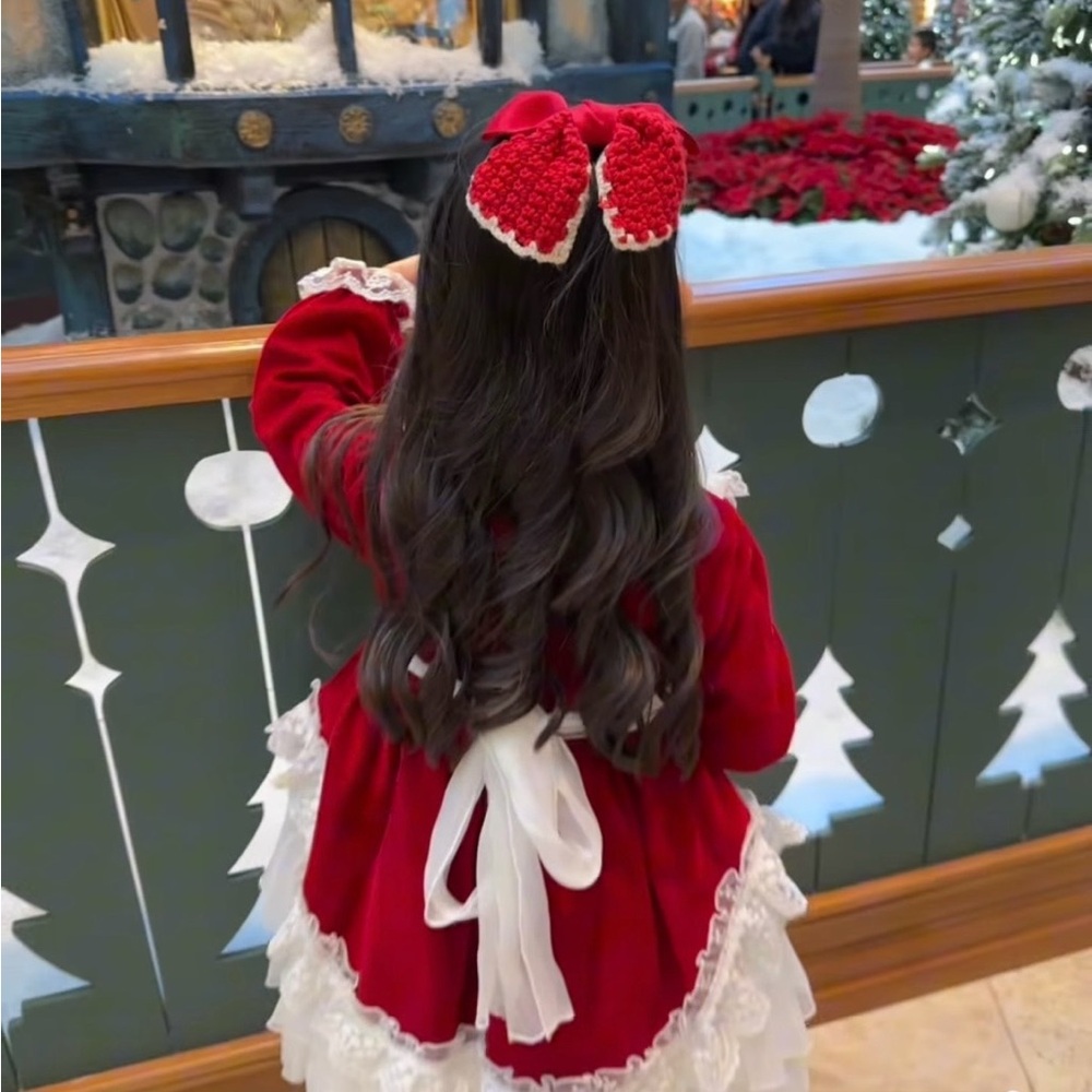 Christmas Lace Dress with Bow
